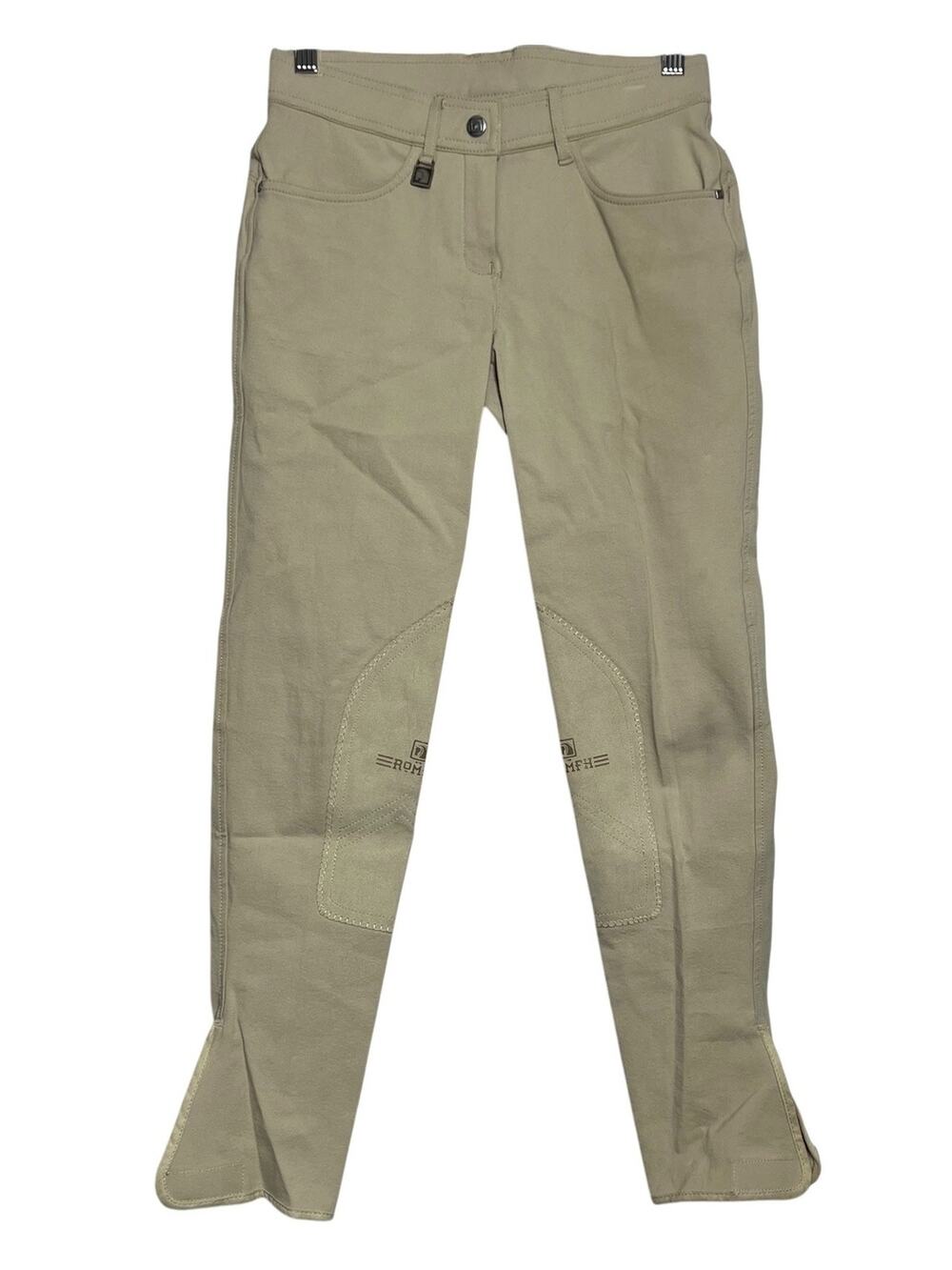 ROMFH Sarafina Riding Breeches SIZE 26R Tan Knee Patch Equestrian Stretch